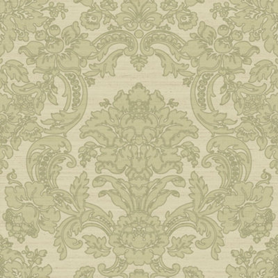 Galerie Italian Silks And Damasks Green Floral Wallpaper from B&Q