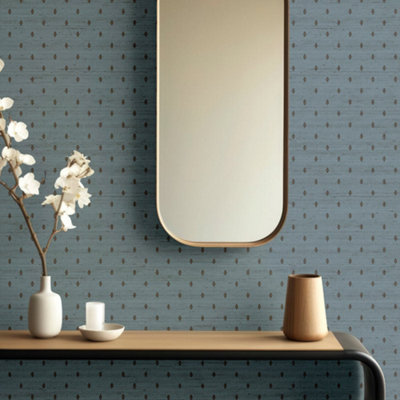Galerie Italian Silks And Damasks Blue Plain Texture Wallpaper from B&Q