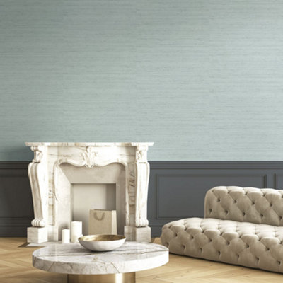 Galerie Italian Silks And Damasks Blue Plain Texture Wallpaper from B&Q