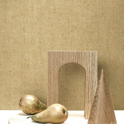 Galerie Structura Beige Gold Plain Wallpaper from B&Q