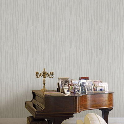 Galerie Opulence Greige Pleated Texture Embossed Wallpaper from B&Q