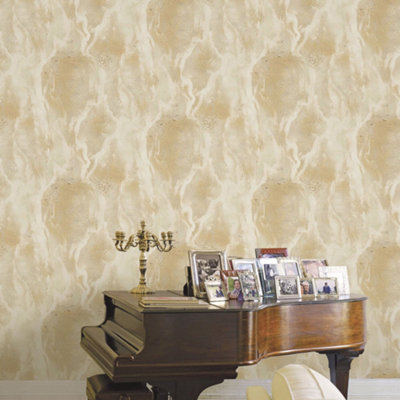 Galerie Opulence Gold Marble Texture Embossed Wallpaper from B&Q