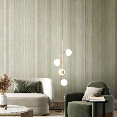 Galerie Structura Green Vertical Texture Wallpaper from B&Q
