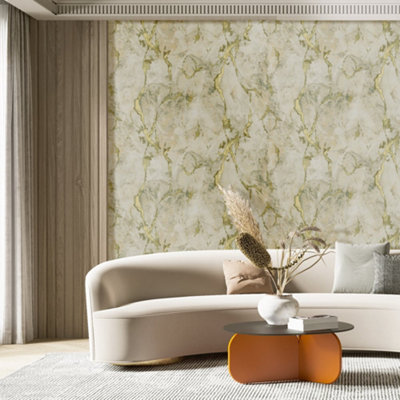 Galerie Stratum Collection Metallic Grey/beige Marmo Marble Effect Double Width Wallpaper Roll from B&Q