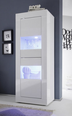 FurniComp LTD Furnicomp Selene Tall 2 Door White Gloss Glass Display Cabinet from B&Q
