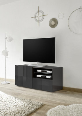 FurniComp LTD Furnicomp Lyon 1 Door 1 Drawer Small Grey Gloss Tv Unit from B&Q