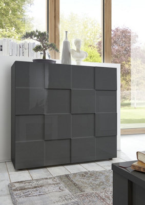 FurniComp LTD Furnicomp Lyon 2 Door Grey Gloss Tall Sideboard/highboard from B&Q