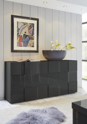 FurniComp LTD Furnicomp Lyon 3 Door Grey Gloss Sideboard from B&Q