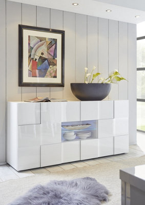 FurniComp LTD Furnicomp Lyon 2 Door 2 Drawer White Gloss Sideboard from B&Q