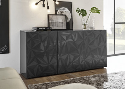 FurniComp LTD Furnicomp Evora 3 Door Grey Gloss Sideboard from B&Q