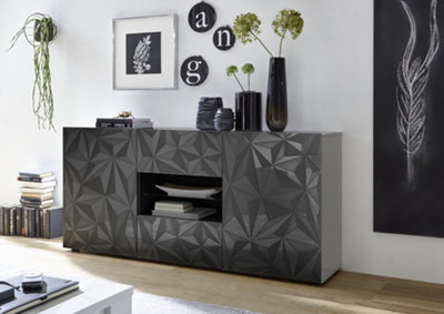 FurniComp LTD Furnicomp Evora 2 Door 2 Drawer Grey Gloss Sideboard from B&Q