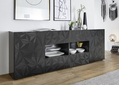 FurniComp LTD Furnicomp Evora 2 Door 4 Drawer Grey Gloss Sideboard from B&Q