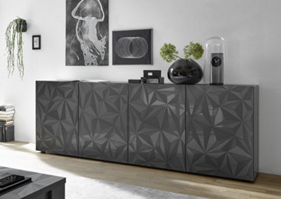 FurniComp LTD Furnicomp Evora 4 Door Grey Gloss Sideboard from B&Q