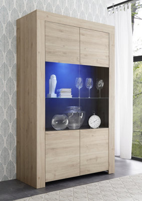 FurniComp LTD Furnicomp Roma 2 Door Oak Effect Glass Display Cabinet from B&Q