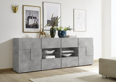 FurniComp LTD Furnicomp Lyon 2 Door 4 Drawer Large Concrete Grey Sideboard from B&Q