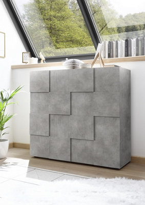 FurniComp LTD Furnicomp Lyon 2 Door Concrete Grey Tall Sideboard/highboard from B&Q