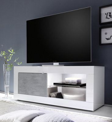 FurniComp LTD Furnicomp Selene 1 Door White Gloss And Concrete Grey Tv Unit from B&Q