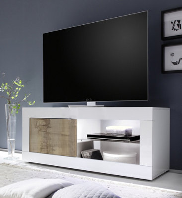 FurniComp LTD Furnicomp Selene 1 Door White Gloss And Pero Oak Tv Stand from B&Q