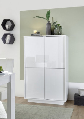 FurniComp LTD Furnicomp Glacia 4 Door 145Cm  White Gloss Highboard from B&Q