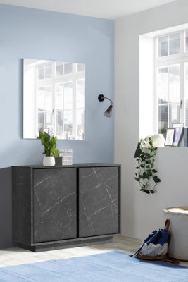 FurniComp LTD Furnicomp Glacia 2 Door 92Cm Black Marble Effect Sideboard from B&Q