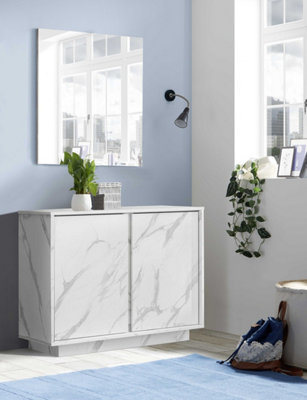 FurniComp LTD Furncomp Glacia 2 Door 92Cm White Marble Effect Sideboard from B&Q