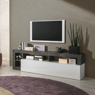 FurniComp LTD Furnicomp Lorenzo 184Cm White Gloss And Anthracite Tv Stand from B&Q