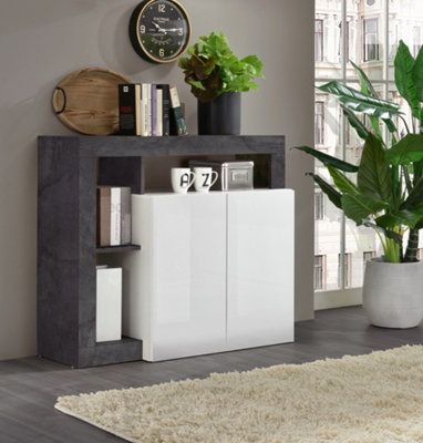 FurniComp LTD Furnicomp Lorenzo 2 Door White Gloss And Anthracite Sideboard from B&Q