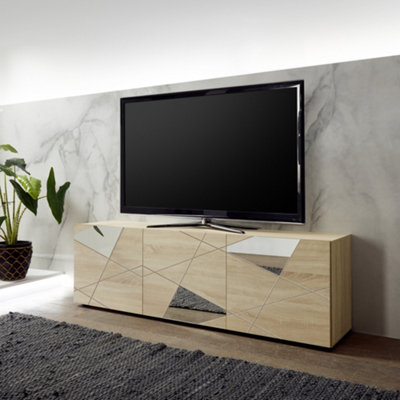 FurniComp LTD Furnicomp Giulia 3 Door Samoa Oak Tv Unit With Mirrors from B&Q