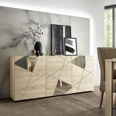 FurniComp LTD Furnicomp Giulia 3 Door Oak Sideboard With Mirrors from B&Q
