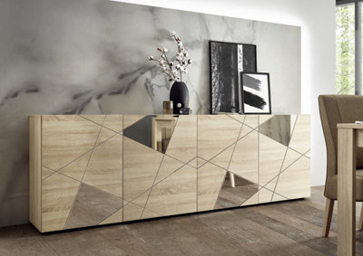 FurniComp LTD Furnicomp Giulia 4 Door Oak Sideboard With Mirrors from B&Q
