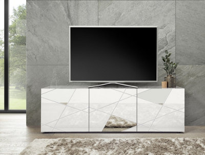 FurniComp LTD Furnicomp Giulia 3 Door White Gloss Tv Unit With Mirrors from B&Q