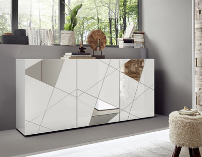FurniComp LTD Furnicomp Giulia 3 Door White Gloss Sideboard With Mirrors from B&Q