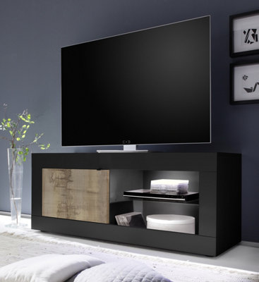 FurniComp LTD Furnicomp Selene 1 Door Matt Black And Oak Tv Unit from B&Q