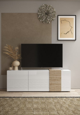 FurniComp LTD Furnicomp Seville 3 Door White Gloss And Cadiz Oak Tv Unit from B&Q