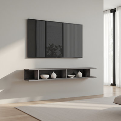 FurniComp LTD Furnicomp Combo 138Cm Floating Wall Hung Tv ShelfLead Grey Com-43-08 from B&Q