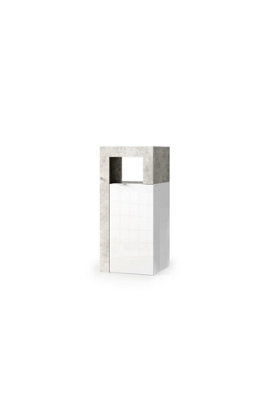 FurniComp LTD Furnicomp Lorenzo 1 Door White Gloss And Concrete Grey Small Bathroom Storage Cabinet from B&Q