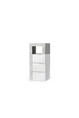 FurniComp LTD Furnicomp Lorenzo 3 Drawer White Gloss And Concrete Grey Small Chest Of Drawers from B&Q