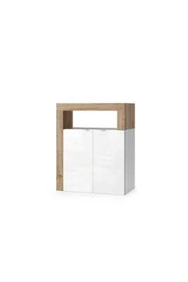 FurniComp LTD Furnicomp Lorenzo 2 Door White Gloss And Cadiz Oak Large Bathroom Storage Cabinet from B&Q