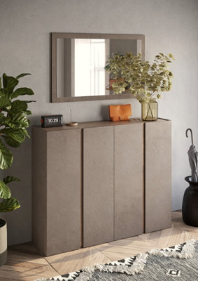 FurniComp LTD Furnicomp Chelsea 4 Door Bronze And Mercure Oak Large 50 Pair Shoe Cabinet from B&Q