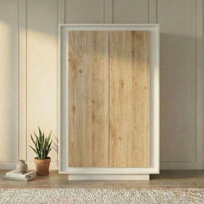 FurniComp LTD Furnicomp Berlin 2 Door 106Cm Matt White And Cadiz Oak Highboard/tall Sideboard from B&Q