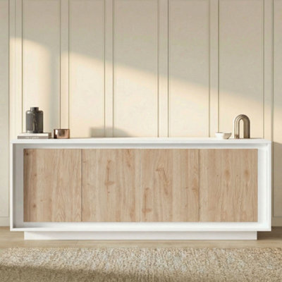 FurniComp LTD Furnicomp Berlin 4 Door 207Cm Matt White And Cadiz Oak Sideboard from B&Q