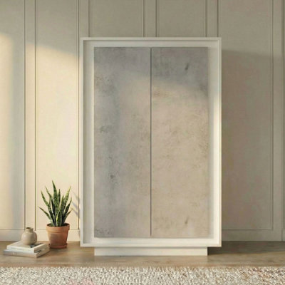 FurniComp LTD Furnicomp Berlin 2 Door 106Cm Matt White And Concrete Grey Highboard/tall Sideboard from B&Q