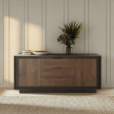 FurniComp LTD Furnicomp Berlin 2 Door 3 Drawer 180Cm Grey And Mercure Oak Sideboard from B&Q