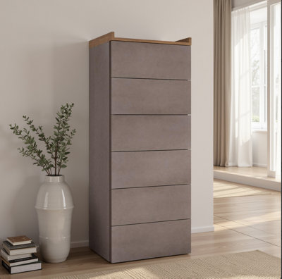 FurniComp LTD Furnicomp Renato 6 Drawer 50Cm Tall Chest Of DrawersBronze & Mercure Oak from B&Q