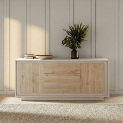 FurniComp LTD Furnicomp Berlin 2 Door 3 Drawer 180Cm Cashmere And Cadiz Oak Sideboard from B&Q