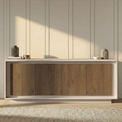 FurniComp LTD Furnicomp Berlin 4 Door 207Cm Cashmere And Mercure Oak Sideboard from B&Q