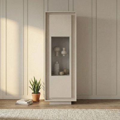 FurniComp LTD Furnicomp Berlin 1 Door 67Cm Cashmere Glass Display Cabinet from B&Q