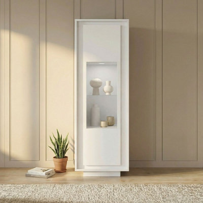 FurniComp LTD Furnicomp Berlin 1 Door 67Cm Matt White Glass Display Cabinet from B&Q