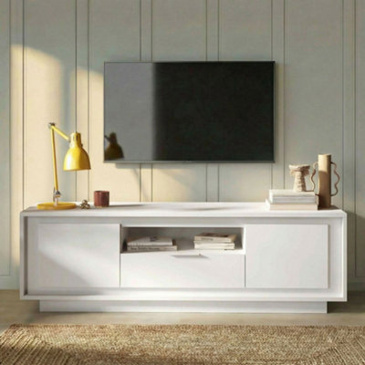 FurniComp LTD Furnicomp Berlin 2 Door 1 Drawer 180Cm Matt White Tv Stand from B&Q
