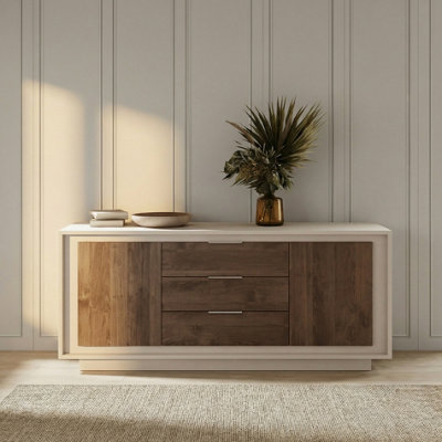FurniComp LTD Furnicomp Berlin 2 Door 3 Drawer 180Cm Cashmere And Mercure Oak Sideboard from B&Q